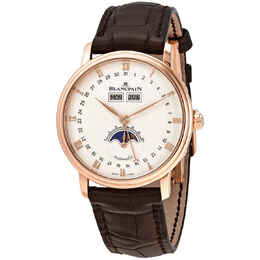Blancpain Villeret Silver Dial 18kt Rose Gold Brown Leather Mens Watch 6263-3642-55b