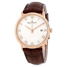 Blancpain Villeret White Dial 18kt Rose Gold Brown Leather Mens Watch 6651-3642-55b