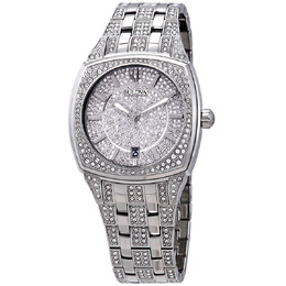 Bulova Swarovski Crystal Pave Mens Watch 96b296