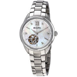 Bulova Automatic Diamond Silver Dial Stainless Steel Ladies Watch 96p181