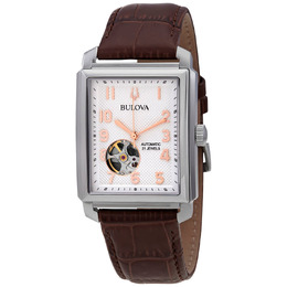 Bulova Sutton Automatic Silver White Dial Mens Watch 96a268