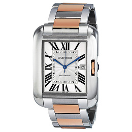 Pre-owned Cartier Tank Anglaise Silver Dial Mens Watch w5310006