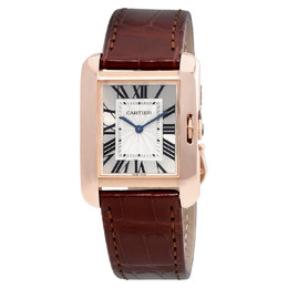 Cartier Tank Anglaise Silvered Flinque Dial Ladies Watch w5310042