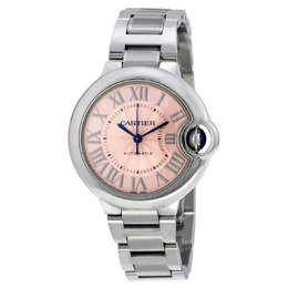 Cartier Ballon Bleu Pink Dial Stainless Steel Automatic Ladies Watch w6920100