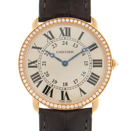 Pre-Owned Cartier Ronde Louis Cartier GMT Diamond Silver Dial Ladies Watch WR000651