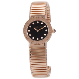 Bulgari Bulgari Black Lacquered Dial 18K Rose Gold Diamond Small Ladies Watch 102225