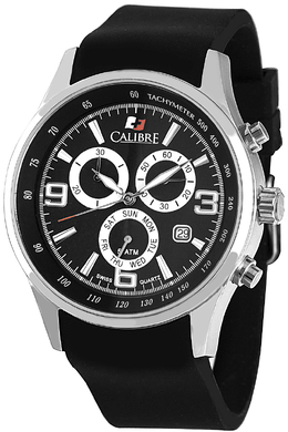 Calibre Mauler Grey Dial Chronograph, Black Rubber Strap Mens Watch SC-4M1-04-007