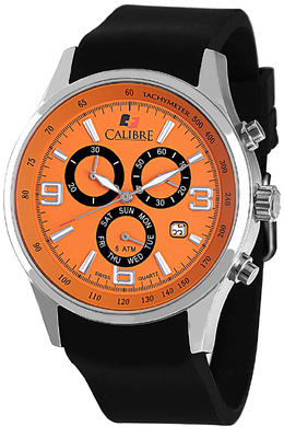Calibre Mauler sc-4m1-04-079 Mens Chronograph Watch Orange Dial Black Silicone Strap