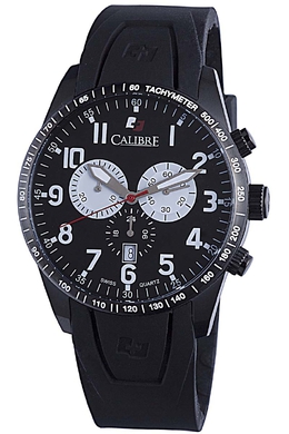 Calibre Recruit Mens Watch SC-4R4-13-007 Black Dial Chronograph Rubber Strap