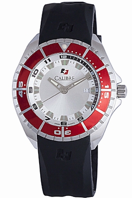 Calibre Sea Knight Silver Dial Black Rubber Strap Mens Watch SC-4S2-04-001-4