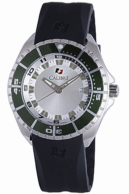 Calibre Sea Knight Mens Silver Dial Black Rubber Strap Watch SC-4S2-04-001.6