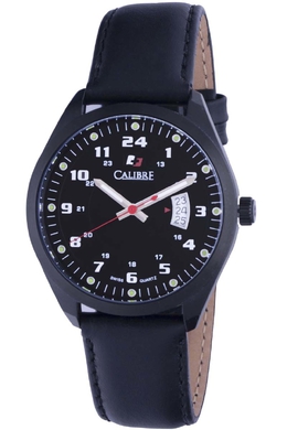 Calibre Trooper Mens Black Dial Leather Strap Chronograph SC-4T1-13-007