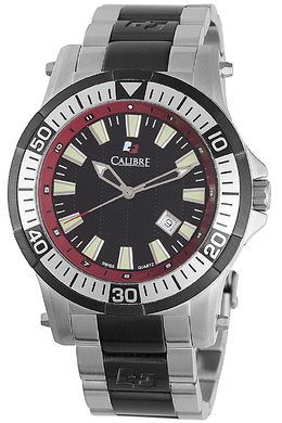 Casio Calibre Hawk Date Black and Red Dial Stainless Steel Mens Watch SC-5H1-04-007-4