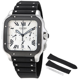 Cartier Santos XL Chronograph Silver Dial Mens Watch wssa0017