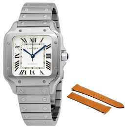 Cartier Santos Medium Model Silvered Opaline Dial Mens Watch wssa0029