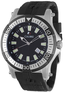 Calibre Hawk Date Black Dial Rubber Strap Mens Watch SC-4H1-04-007