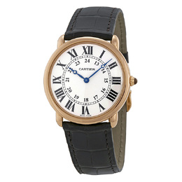 Rondé Louis Cartier Men's Pre-owned Watch with Rose Gold Case and Brown Leather Strap, Model W6800251