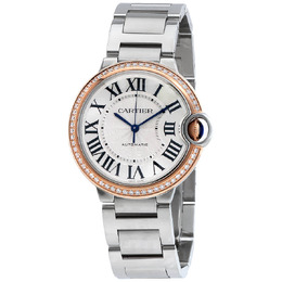 Cartier Ballon Bleu Automatic 18Kt Rose Gold Diamond Steel Ladies Watch we902081
