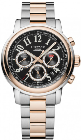 Chopard Mille Miglia Chronograph Black Dial 18 Carat Rose Gold Automatic Mens Watch 158511-6002