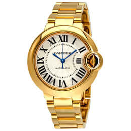 Cartier Ballon Bleu de Cartier 18k Yellow Gold Silvered Opaline Dial Ladies Watch wgbb0005
