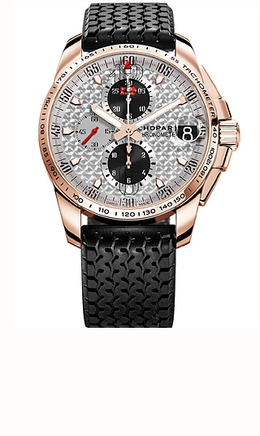 Chopard Mille Miglia GT XL Silver Dial Chronograph Rose Gold Rubber Mens Watch 161268-5007