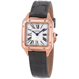 Cartier Santos-Dumont Ladies Watch Silver Dial 18kt Rose Gold WGSA0022