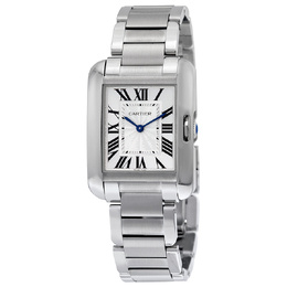 Pre-owned Cartier Tank Anglaise Silver Dial Ladies Watch w5310044