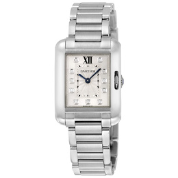Pre-owned Cartier Tank Anglaise Diamond Silver Dial Ladies Watch w4ta0003