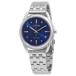 Citizen Eco-Drive Dress Classics FE7090-55L Ladies Watch - 36mm Blue Dial, Stainless Steel Case & Bracelet