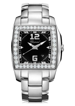 Chopard Two O Ten Black Dial Diamond Bezel Ladies Watch 108464-2004