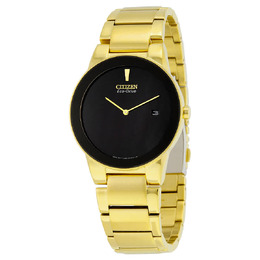 Citizen Axiom Mens Watch AU1062-56E - Gold-tone Stainless Steel Case & Bracelet, Black Dial