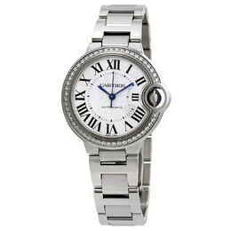 Cartier Ballon Bleu Silver Flinque Sunray Dial Ladies Watch w4bb0016