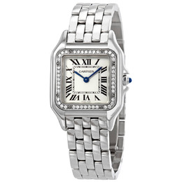 Cartier Panthere Medium Diamond Silver Dial Ladies Watch w4pn0008