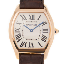 Cartier Tortue Silver Dial 18K Pink Gold Mens Large Watch wgto0002