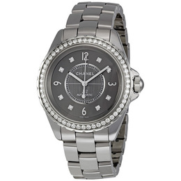 Pre-owned Chanel J12 Chromatic Diamond Grey/Titanium Dial Unisex Watch h2566