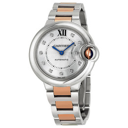 Cartier Ballon Bleu Automatic Diamond Rose Gold and Stainless Steel Ladies Watch we902044