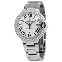 Cartier Ballon Bleu Silver guilloche Opaline Dial Watch we902065