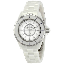 Chanel J12 White Ceramic Diamonds Quartz Ladies Watch h2422