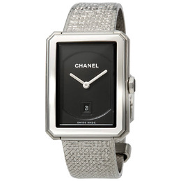 Chanel Boyfriend Black Guilloche Dial Ladies Watch h4878
