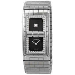 Chanel Code CoCo Black Lacquered Dial Ladies Diamond Watch h5145