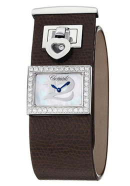 Chopard Happy Diamonds Mother Of Pearl Dial Brown Leather Ladies Watch 208503-2001
