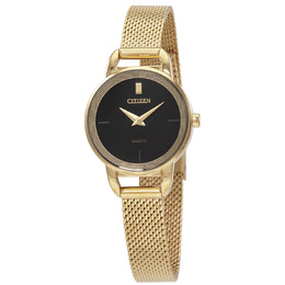 Citizen Gold-Tone Stainless Quartz Black Dial Ladies Watch ez7002-54e