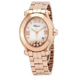 Chopard Happy Sport Oval Floating Diamond 18 kt Rose Gold Ladies Watch 275350-5002