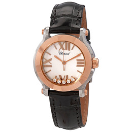 Chopard Happy Sport II Round Diamond White Dial 18 kt Rose Gold Ladies Watch 278509-6001