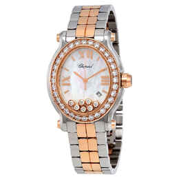 Chopard Happy Sport Oval Diamond 18kt Rose Gold and Stainless Steel Ladies Watch 278546-6004 27/8546-6004