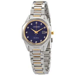 Citizen Quartz Diamond Blue Dial Two-tone Ladies Watch ew2584-53l