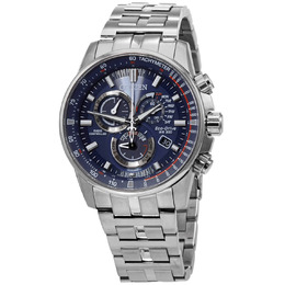 Citizen PCAT Perpetual Alarm World Time Chronograph Blue Dial Mens Watch cb5880-54l