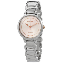 Citizen Ladies Pink Dial Eco-Drive Silver-tone Watch em0676-85x