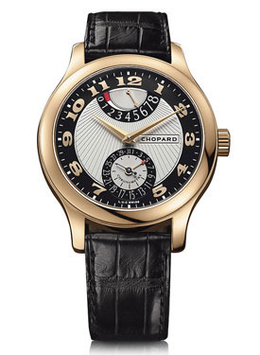 Chopard L.U.C Quattro Mark II Silver and Black Dial Black Leather Mens Watch 161903-5001