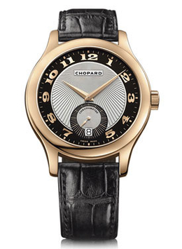 Chopard L.U.C. Classic Mark III Black and Silver Guilloche Dial Automatic Rose Gold Mens Watch 161905-5001